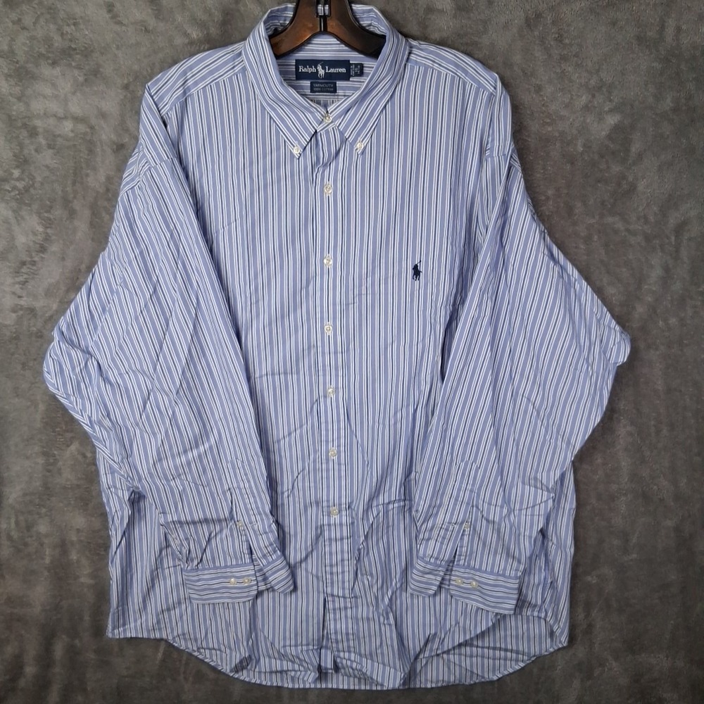 Ralph Lauren Yarmouth Button Down Shirt Mens 18 34/35 Blue White Navy Blue Pony